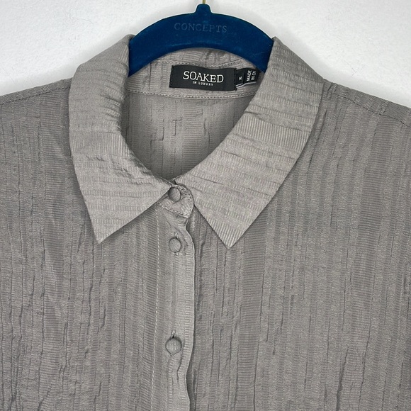 Soaked in luxury pleats texture balloon sleeve sheen blouse - Picture 2 of 9